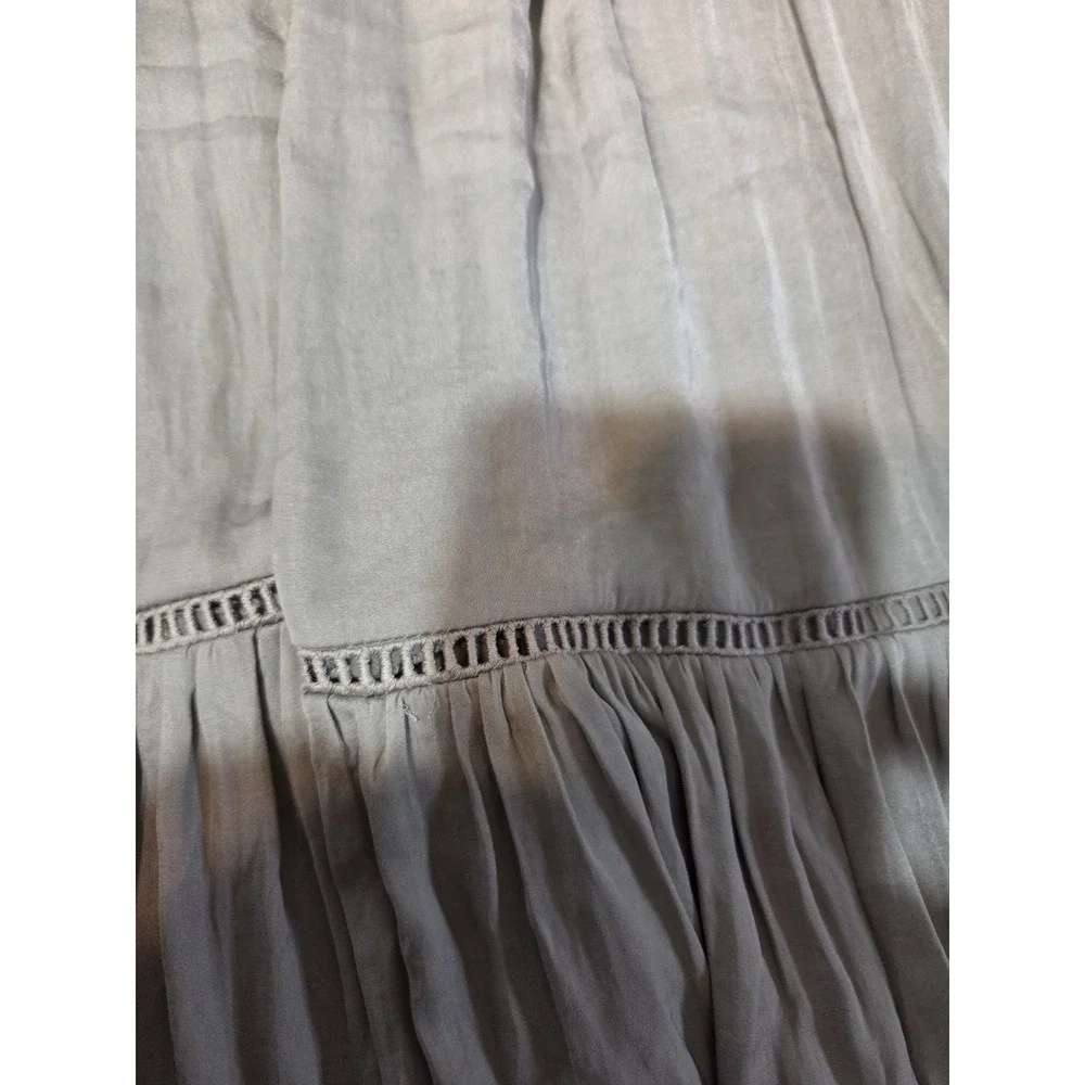 Light Green Silky Tiered Maxi Skirt Boho Peasant Rachel Zoe M NWT